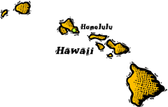 Hawaii woodcut map showing location of Honolulu
